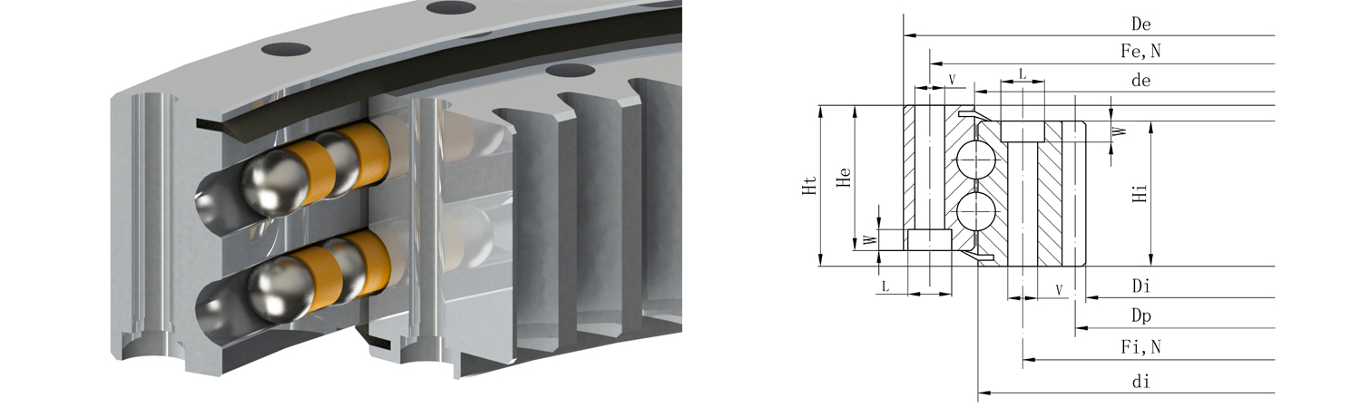 內齒式雙排同徑球轉盤軸承